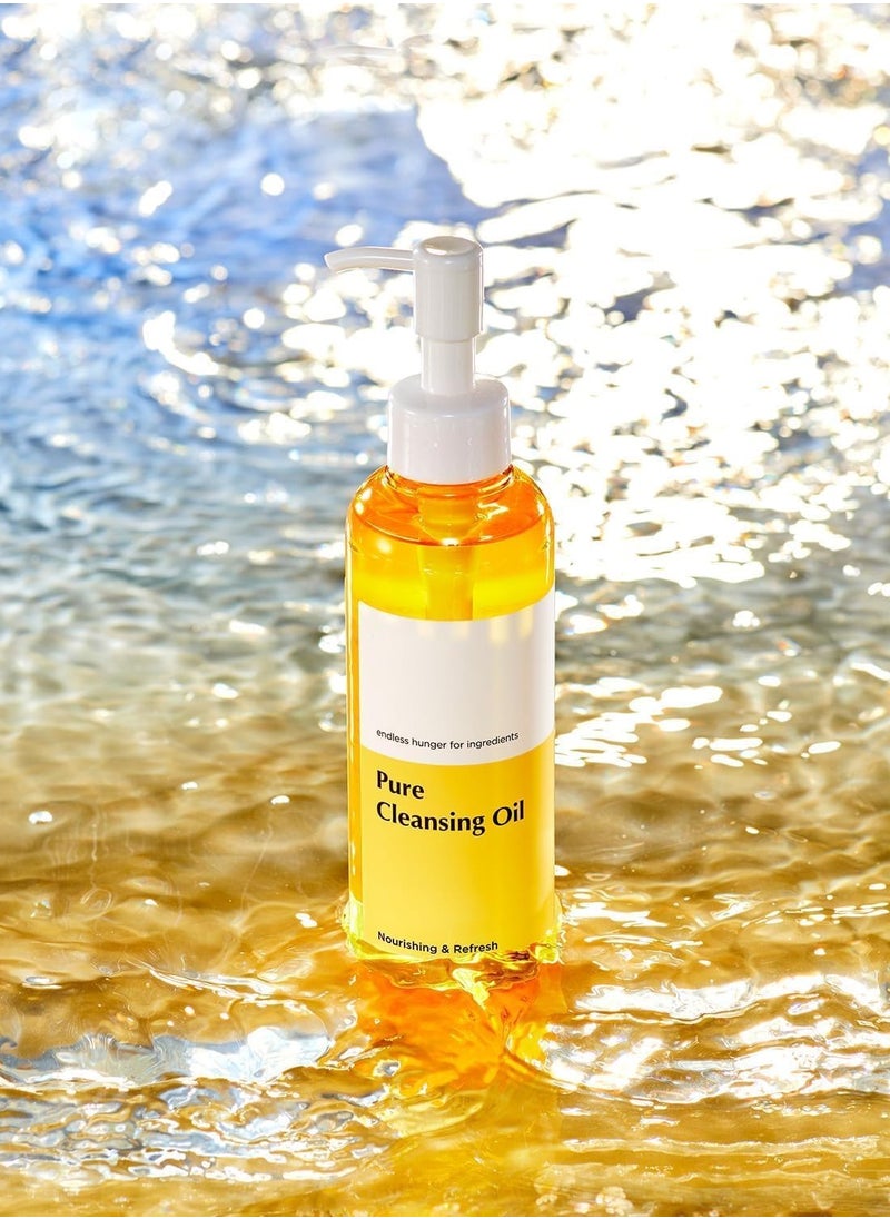 Pure Cleansing Oil (6.7 fl oz / 200ml) - Blackhead melting and gentle Daily Makeup removal for Sensitive skin with Argan Kenel Oil (Vitamin E), Nourishing skin and keep pH balance (Yellow)