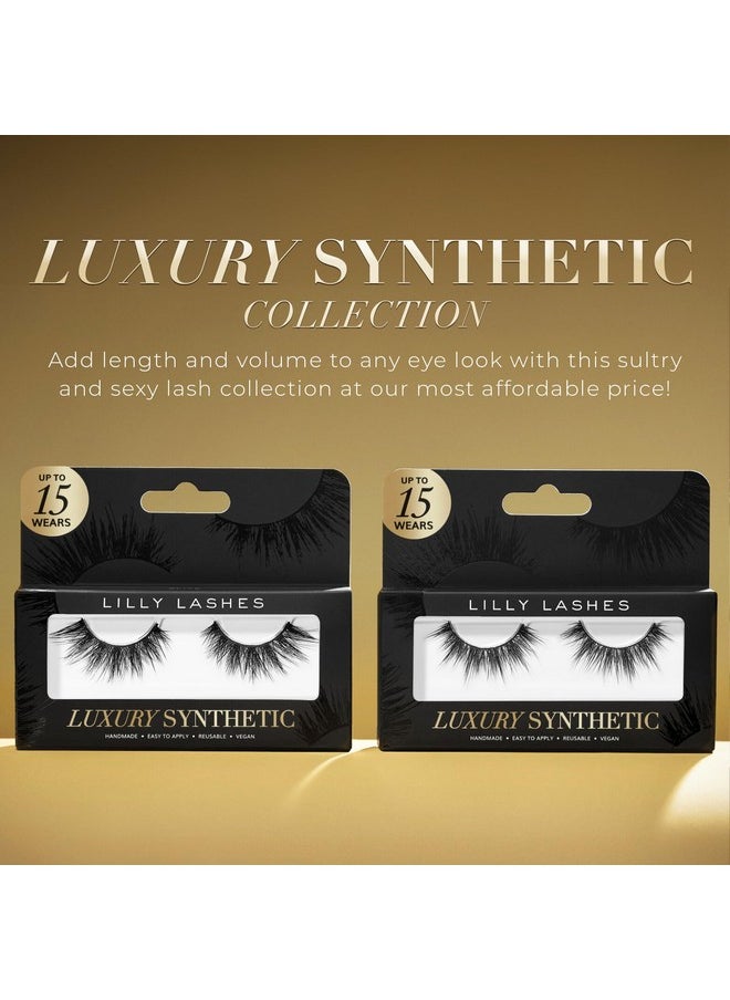 Luxury Synthetic Lite False Eyelashes - Full Length Lash Extension 15Mm - Wispy Look - Natural Volume - Flare Shape - Reusable Fake Lashes 15X - Lash Glue Not Included (Envy)