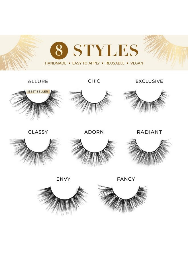 Luxury Synthetic Lite False Eyelashes - Full Length Lash Extension 15Mm - Wispy Look - Natural Volume - Flare Shape - Reusable Fake Lashes 15X - Lash Glue Not Included (Envy)