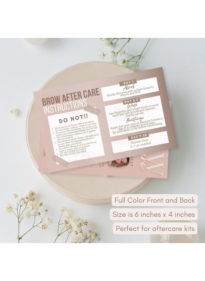 Pmu Eyebrow Powder Brow Microblading Aftercare Instruction Cards - 4X6 Inches - Front And Back Stages Of Brow Healing