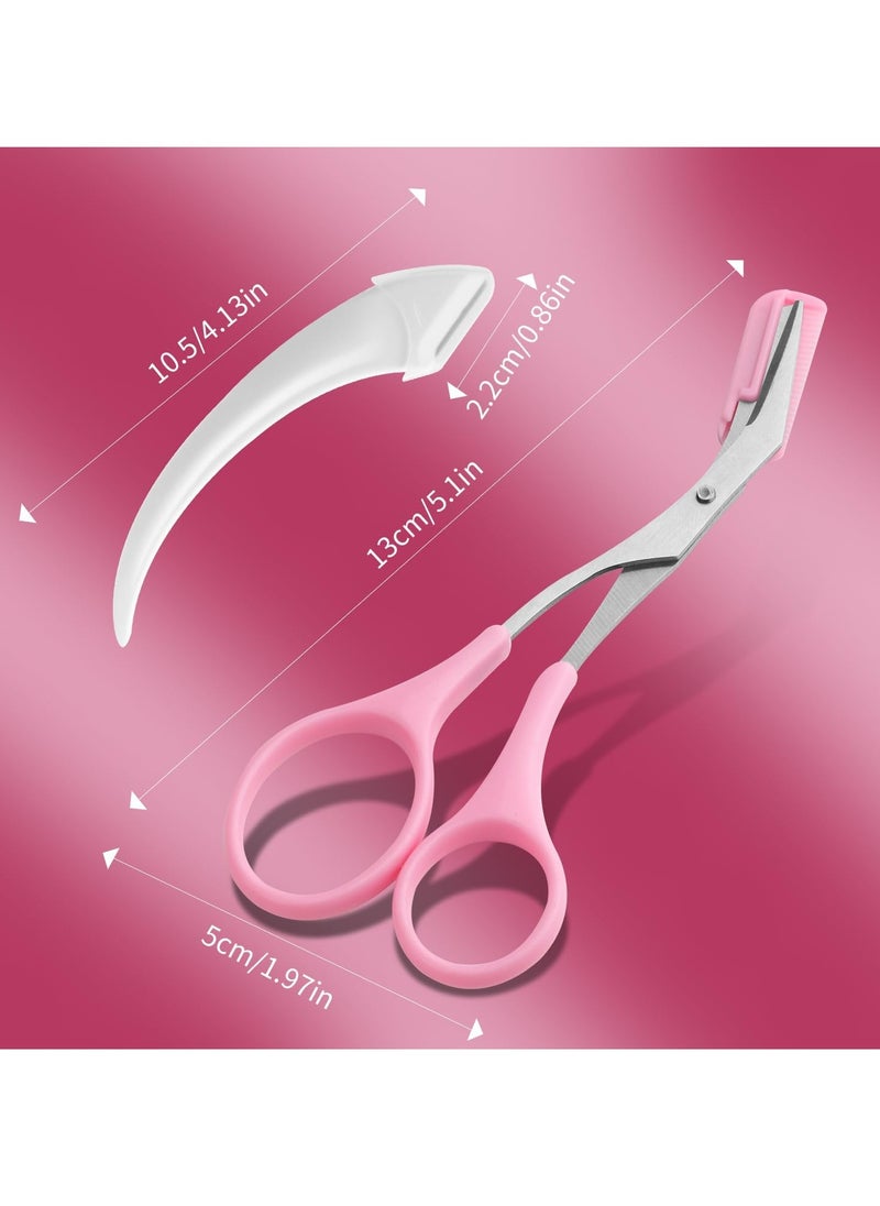 3pcs-Eyebrow Scissors with Eyebrow Razor,Professional Eyebrow Trimmer Scissors with Comb,Non Slip Finger Grips Eyebrow Trimmer, Hair Removal Beauty Accessories for Men Women (Black, Pink, Blue)