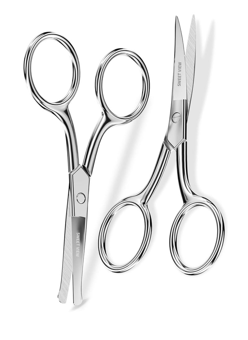 Eyebrow Scissors Curved and Rounded Small Grooming Scissors for Man and Woman Trimming Eyebrows, Nose, Mustache, Eyelashes, Ear Hairs, Nails and Cuticles.