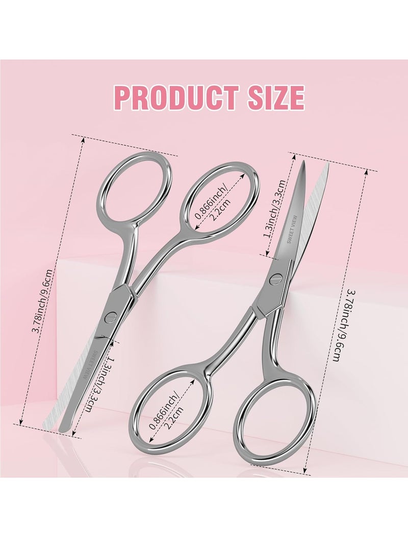 Eyebrow Scissors Curved and Rounded Small Grooming Scissors for Man and Woman Trimming Eyebrows, Nose, Mustache, Eyelashes, Ear Hairs, Nails and Cuticles.