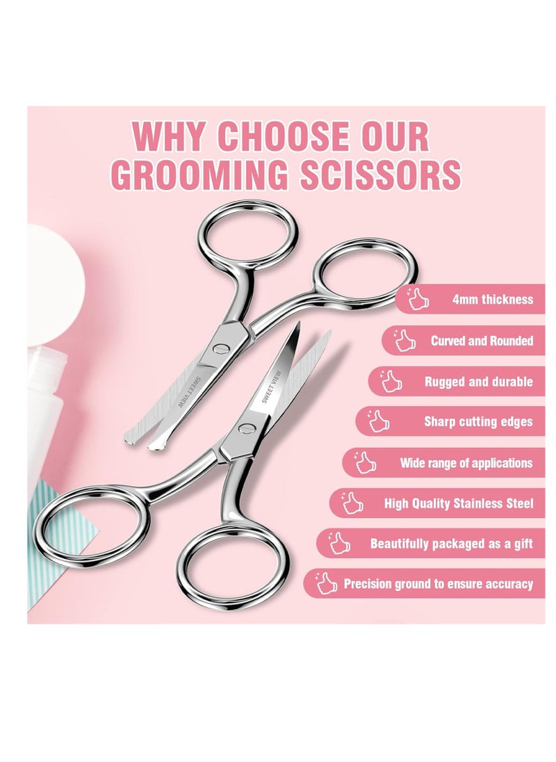 Eyebrow Scissors Curved and Rounded Small Grooming Scissors for Man and Woman Trimming Eyebrows, Nose, Mustache, Eyelashes, Ear Hairs, Nails and Cuticles.