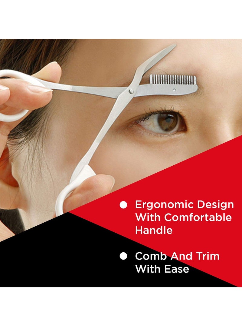 Seki Edge Eyebrow Scissors Comb (SS-605) - Stainless Steel Eyebrow Trimmer Scissor Comb for Trimming Eye Brows, Beards, & Mustaches - for Men & Women - Made in Japan