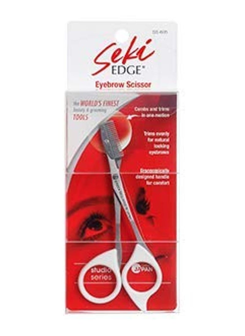 Seki Edge Eyebrow Scissors Comb (SS-605) - Stainless Steel Eyebrow Trimmer Scissor Comb for Trimming Eye Brows, Beards, & Mustaches - for Men & Women - Made in Japan