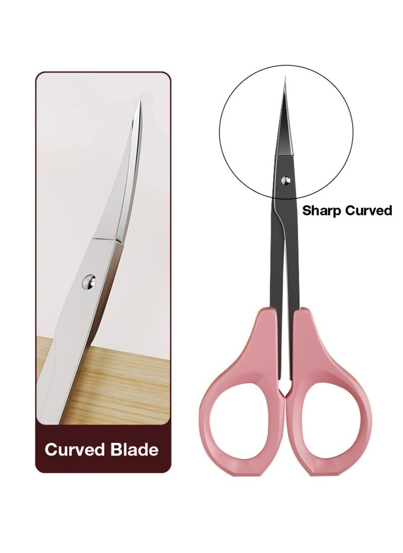 EMILYSTORES 4 Inches Curved Craft Scissors For Eyebrow Eyelash Extensions Stainless Steel 1PC