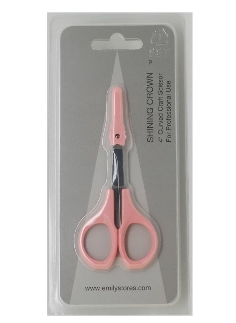 EMILYSTORES 4 Inches Curved Craft Scissors For Eyebrow Eyelash Extensions Stainless Steel 1PC