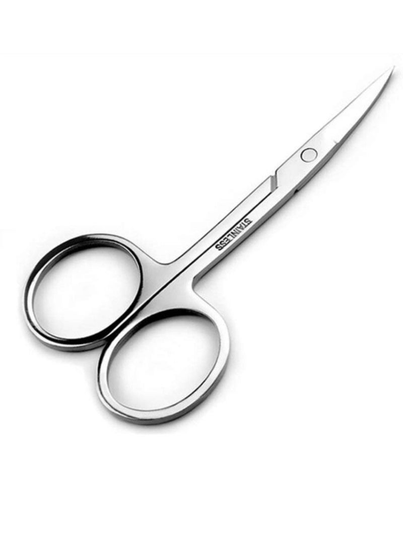 Eyebrow Scissors and Eyebrow Brush by AUMELO - Eyelash Extensions Shaping Curved Craft Stainless Steel Scissors for Your Beauty