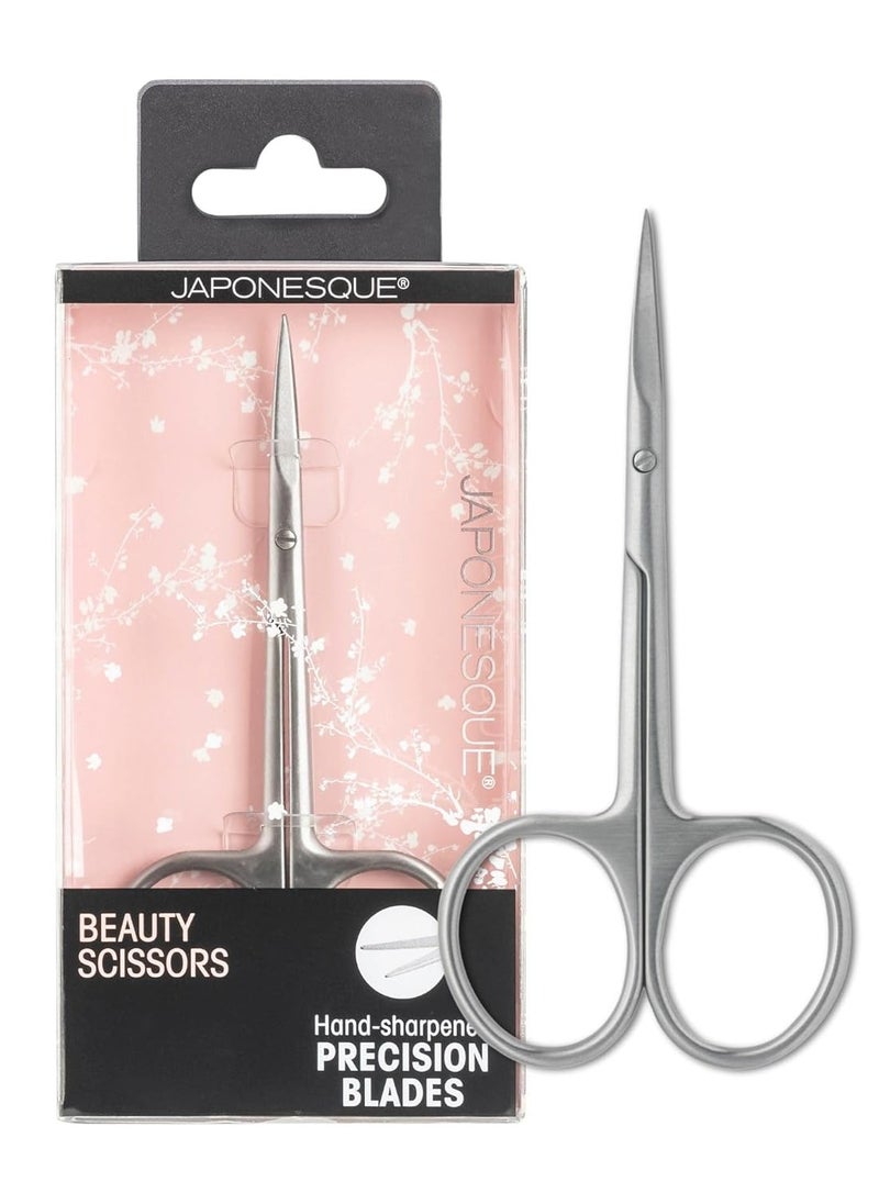JAPONESQUE Beauty Scissors for Trimming Facial Hair, Brow and Nail Care with Ultra-Sharp, Salon-Quality, Stainless Steel Blades, Curved for Safety and Precision