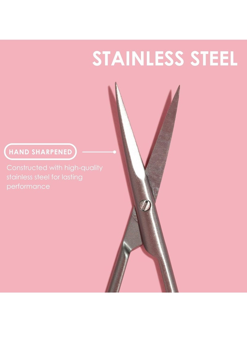 JAPONESQUE Beauty Scissors for Trimming Facial Hair, Brow and Nail Care with Ultra-Sharp, Salon-Quality, Stainless Steel Blades, Curved for Safety and Precision