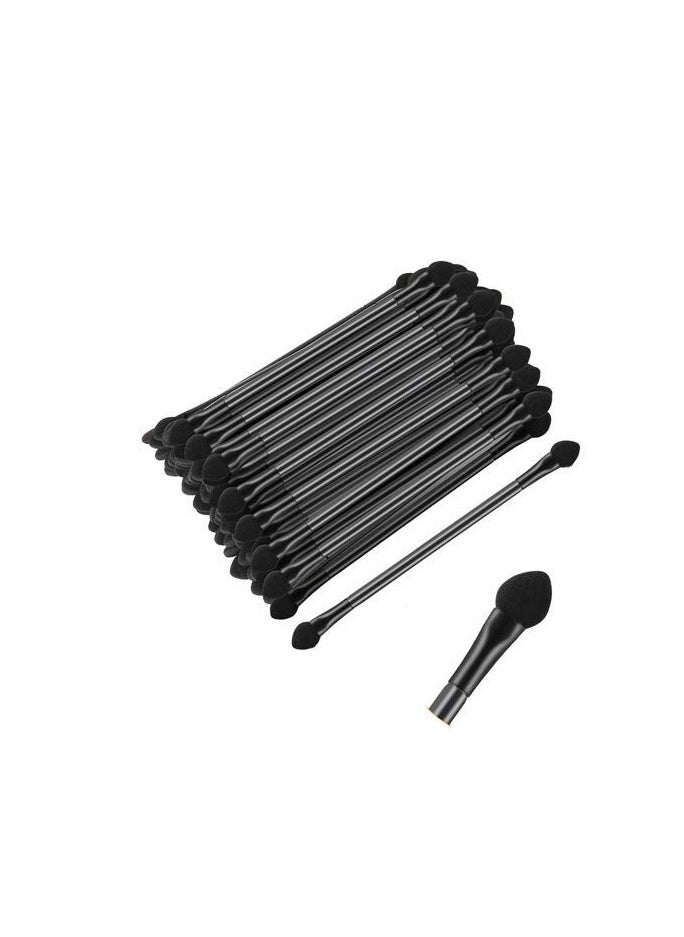 30 PCS Professional Double-End Eyeshadow Brushes Cosmetic Tool, Disposable Dual Sides Eyeshadow Sponge Brushes Makeup Applicator, 12 CM, Black