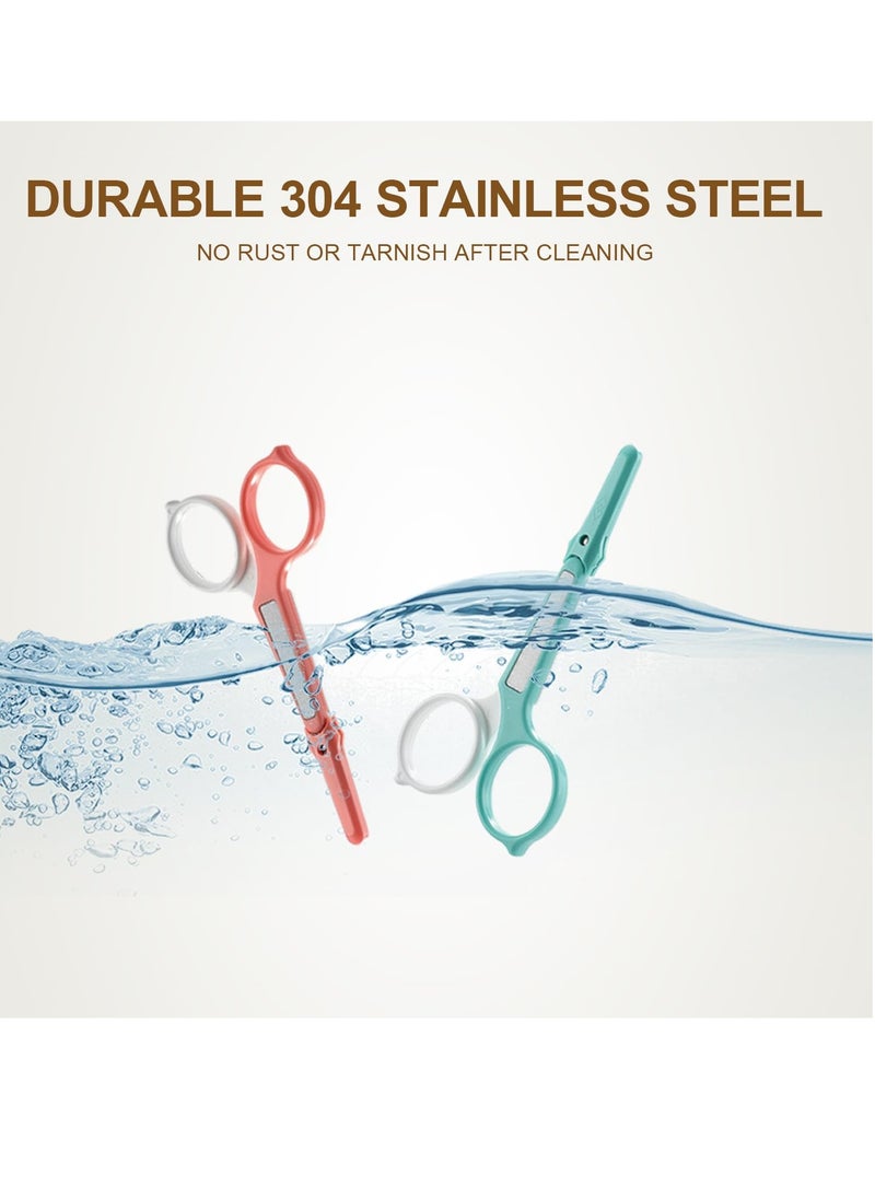 PAFASON Stainless Steel Curved and Straight Eyebrow Grooming Scissor Set with Safety Cover for Trimming Shaping Eyelash Extensions Eyebrow