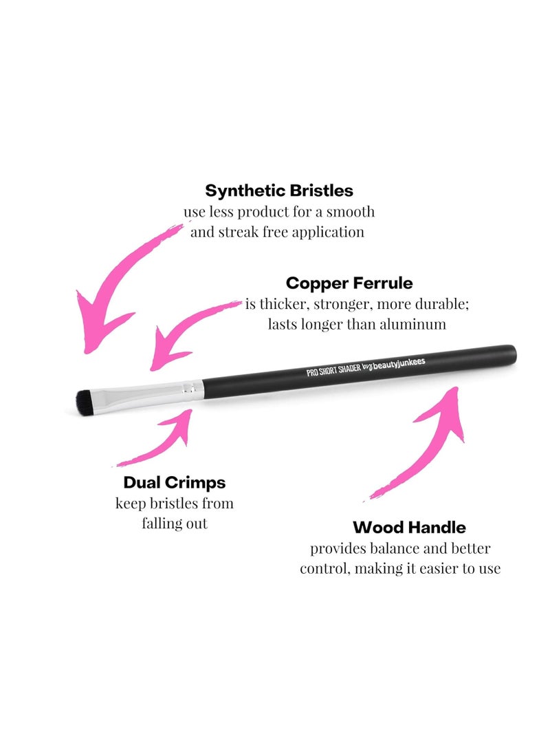 Smudge Makeup Brush Eye Shadow Brush - Short Shader Eyeshadow Smudger Tool, Small Flat Bristles for Blending Eyeliner Smokey Eye, Precision Cut Crease, Outer V, Corner Highlighter, Eyebrow Concealer