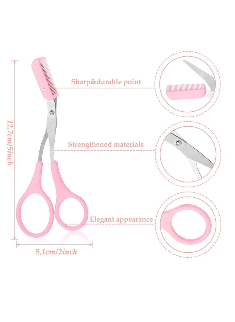 Eyebrow Trimmer Scissors with Comb Eyebrow Shaping Cut Scissors Non Slip Finger Grips Hair Removal Beauty Accessories for Men Women (Black, Pink, Blue)