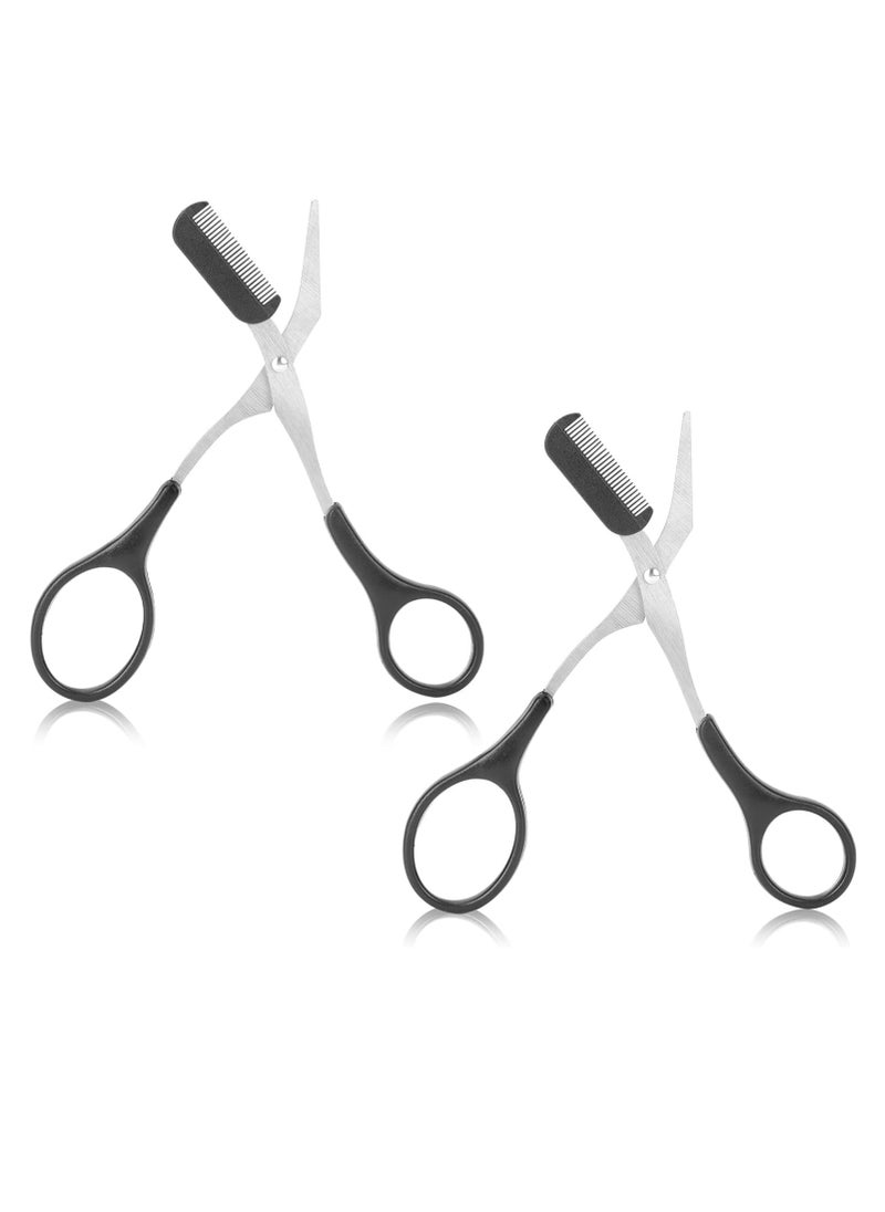 Eyebrow Scissors with Comb, Professional Precision Eyebrow Trimmer Scissors Eyebrow Trimming Scissors with Comb and Non-Slip Finger Grips Hair Removal Eyebrow Scissors for Men Women