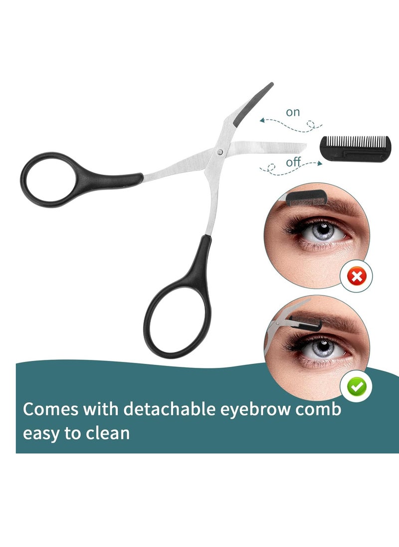 Eyebrow Scissors with Comb, Professional Precision Eyebrow Trimmer Scissors Eyebrow Trimming Scissors with Comb and Non-Slip Finger Grips Hair Removal Eyebrow Scissors for Men Women