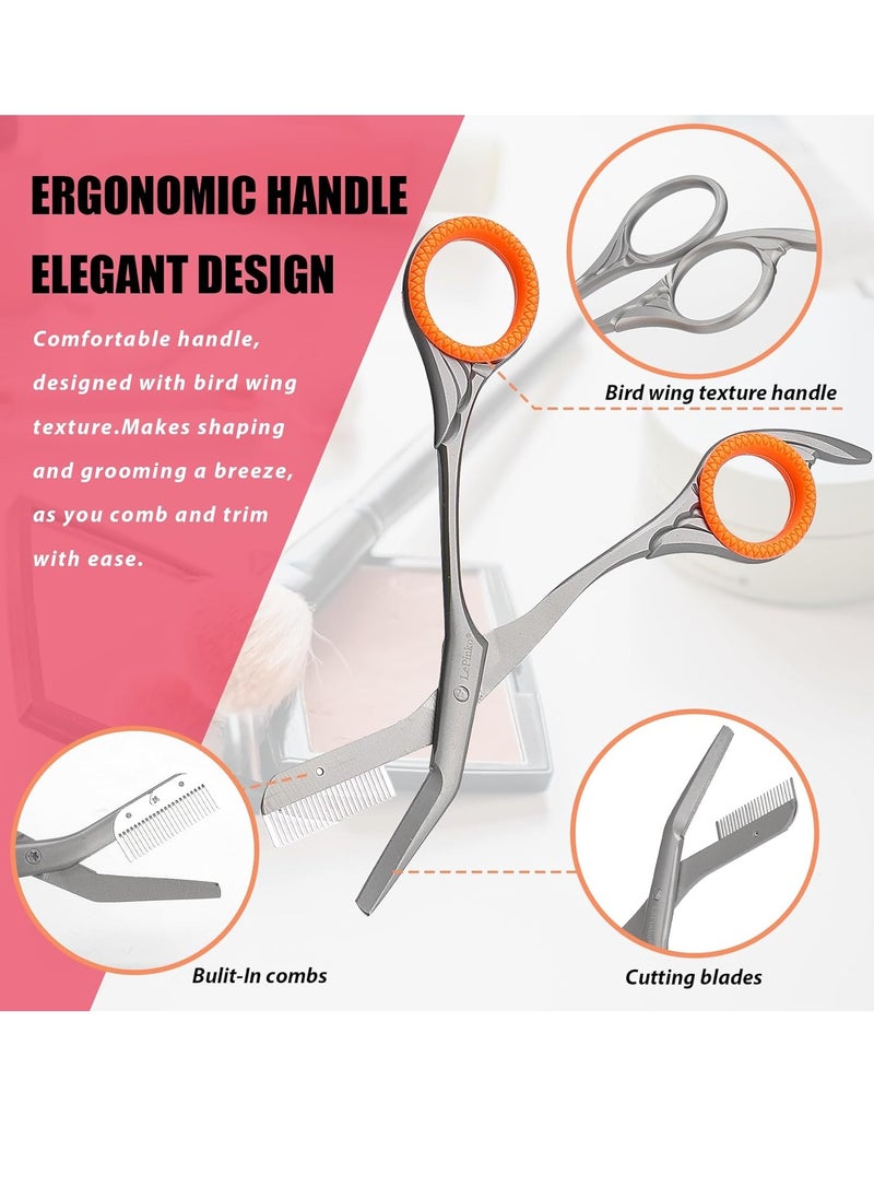 LePinko Eyebrow Trimming Scissors with Combs, Gifts For Men Women Stocking Stuffers, Gray