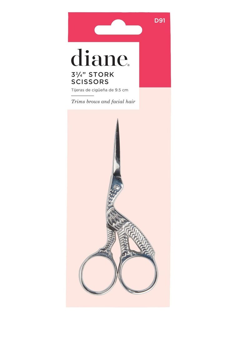 Diane Stork Scissors for Eyebrows, Silver, 3.75