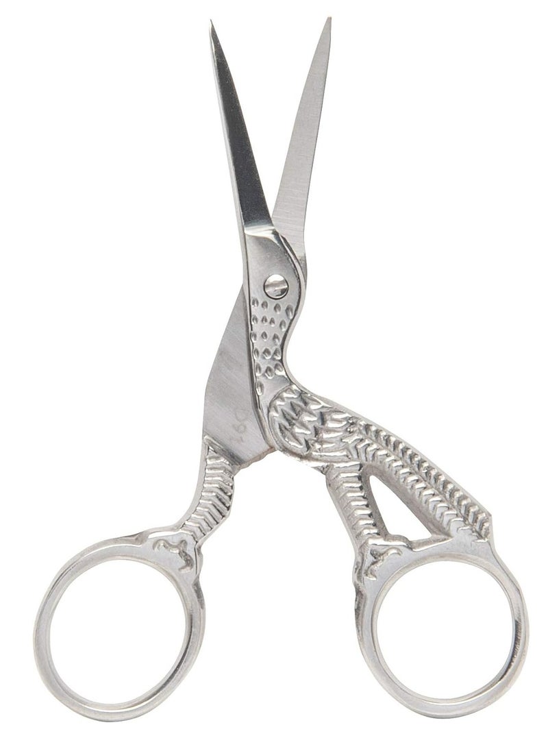 Diane Stork Scissors for Eyebrows, Silver, 3.75