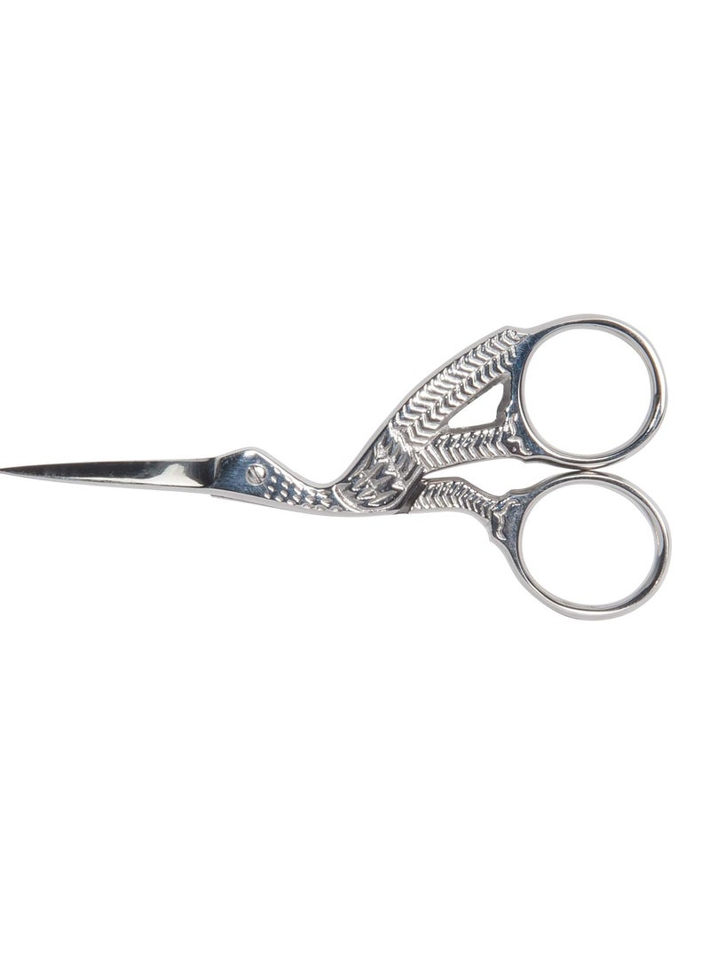 Diane Stork Scissors for Eyebrows, Silver, 3.75