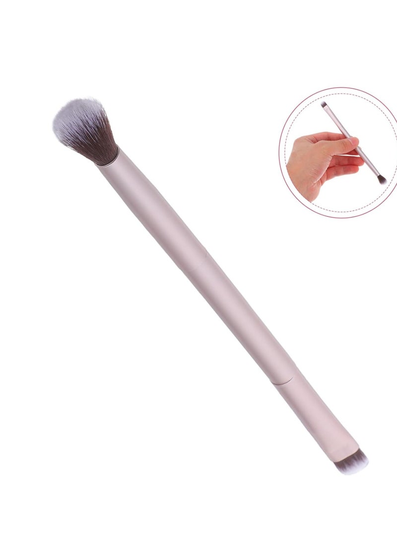 Double Ended Eyebrow Eyeshadow Brush Foundation Makeup Cosmetic Tool (Shallow Matted Gold)