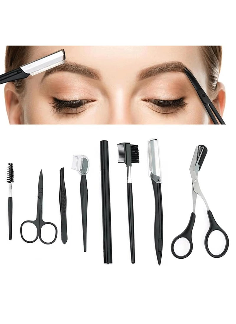 8 in 1 Eyebrow Trimmer Kit, Eyebrow Shaping Grooming Kit Eyelash Tool Kit for Women, Eyebrow Scissors, Eyebrow Razor, Eyebrow Pencil,Eyelash Comb, Tweezers, Makeup Eyelash Tool Eyelash Separator Tool