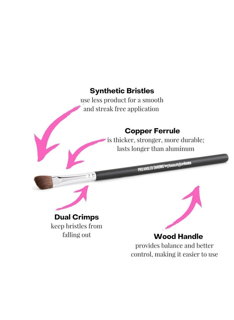 Angled Eyeshadow Brush Eyeshadow Blending Brush - Beauty Junkees Pro Angled Shading Eye Shadow Brush for Brow Bone Highlighter, Concealer, Crease, Inner Eyes, Corner, Nose Contour Makeup