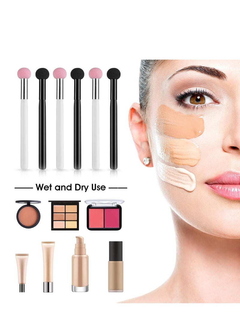 6 Pieces Sponge Makeup Applicator Mushroom Powder Puff with Handle Concealer Powder Brush Eye Makeup Eyeshadow Sponge Brush Washable Foundation Brushes for Women Girls