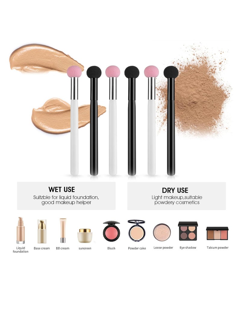 6 Pieces Sponge Makeup Applicator Mushroom Powder Puff with Handle Concealer Powder Brush Eye Makeup Eyeshadow Sponge Brush Washable Foundation Brushes for Women Girls