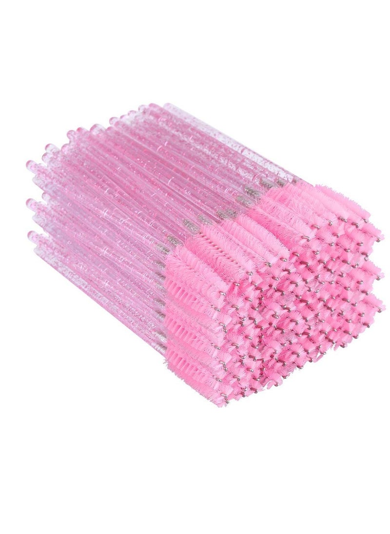 G2PLUS 300PCS Crystal Eyelash Brushes, Pink Disposable Mascara Wands Makeup Applicator, Adjustable Lash Spoolies for Eyelash Extensions and Eyebrow Brush