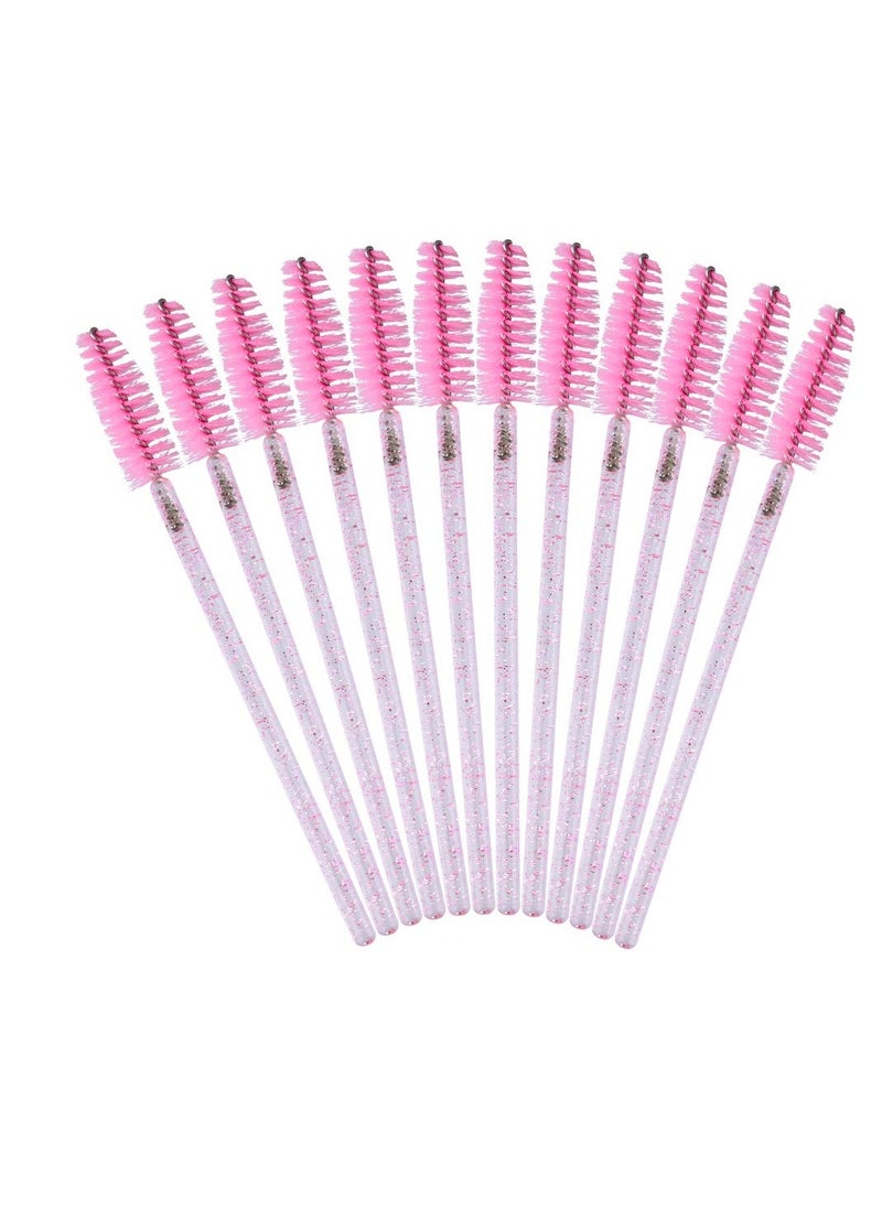 G2PLUS 300PCS Crystal Eyelash Brushes, Pink Disposable Mascara Wands Makeup Applicator, Adjustable Lash Spoolies for Eyelash Extensions and Eyebrow Brush