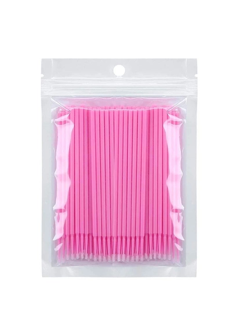 300 PCS Eyelash Extension Supplies Kit, Disposable Micro Swab Brush, Eyebrow Spoolie, Lip Brush, Mascara Wand Applicator (Pink Sets)