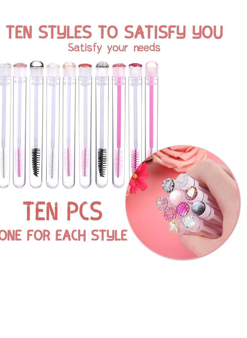 10pcs Eyelash brush Lash Wand Makeup tool Eyelash Extension supplies Cleaning brush Diamond Mascara mix color