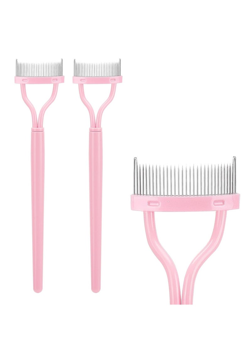 2 Pcs Eyelash Separator Tool Mascara Brushes Eyelash Comb Separator Definer Lash Comb for Combing, Separating Lashes - Light Pink