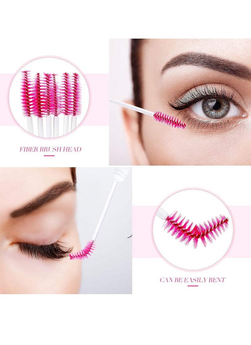 80 Pieces Disposable Mascara Brushes Tubes Set, 40 Pieces Empty Mascara Wand Tube with 40 Pieces Eyelash Brush Makeup Tool Cleaning Brush for Eyelash Extension (Pink Eyelash Style)