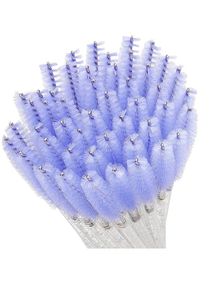 300PCS Disposable Mascara Wands Spoolie Brush Crystal Eyebrow Brushes Eyelash Extension Applicator Makeup Kits.myaokue-up (White-Light Purple)