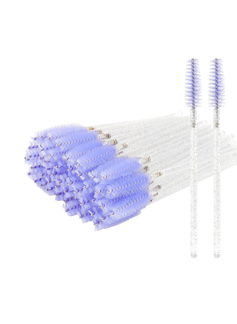 300PCS Disposable Mascara Wands Spoolie Brush Crystal Eyebrow Brushes Eyelash Extension Applicator Makeup Kits.myaokue-up (White-Light Purple)