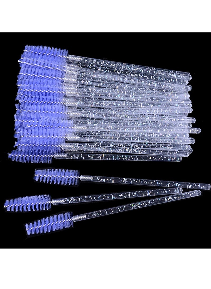 300PCS Disposable Mascara Wands Spoolie Brush Crystal Eyebrow Brushes Eyelash Extension Applicator Makeup Kits.myaokue-up (White-Light Purple)