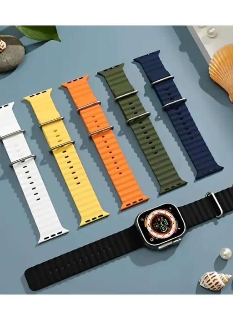 Ocean Band Silicone Strap for Smart Watch 42/44/45/49mm, Compatible with Series 9/8/7/6/5/4/3/2/1/SE, Sport Outdoor for Men & Women