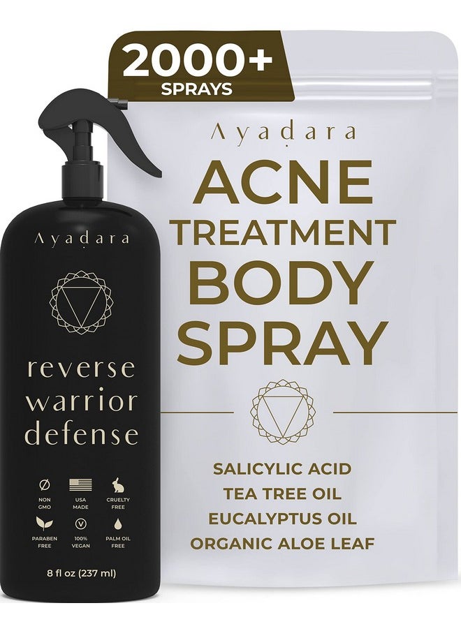 Acne Treatment Body Spray, 8 Fl Oz, Cystic Back Acne Treatment Spray With Salicylic Acid, Tea Tree Chest, Butt And Body Acne Spray For Hormonal Acne, Bacne Treatment For Teens Adults, 2000 Sprays