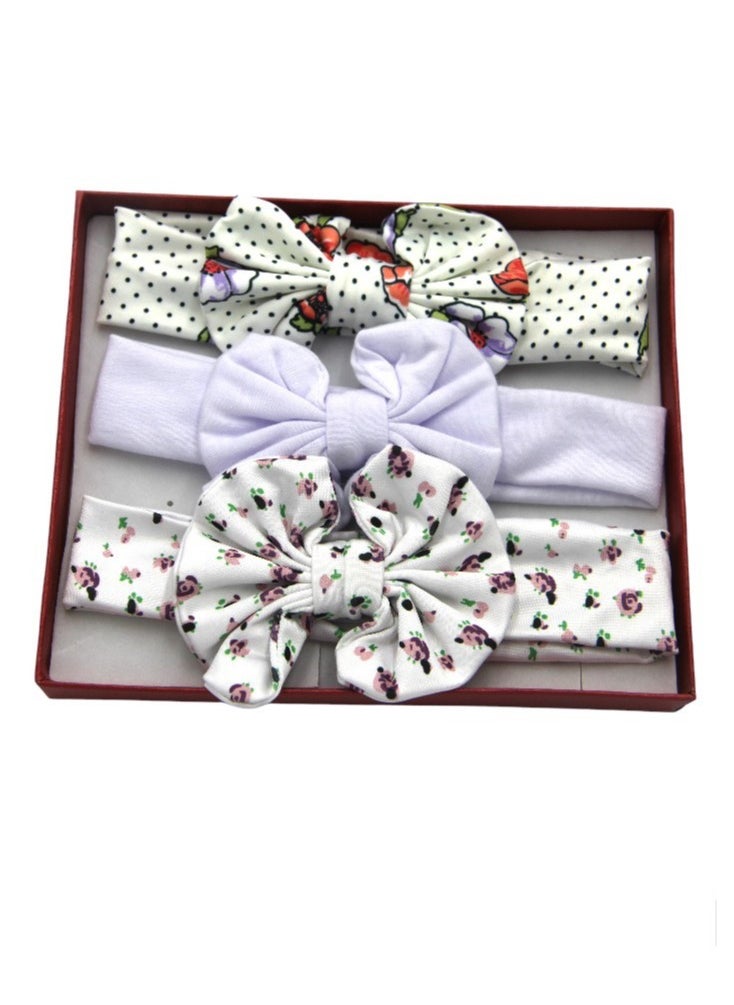 Bambimici - Olivia Box of 3 Heandband Ribbon - All White Floral