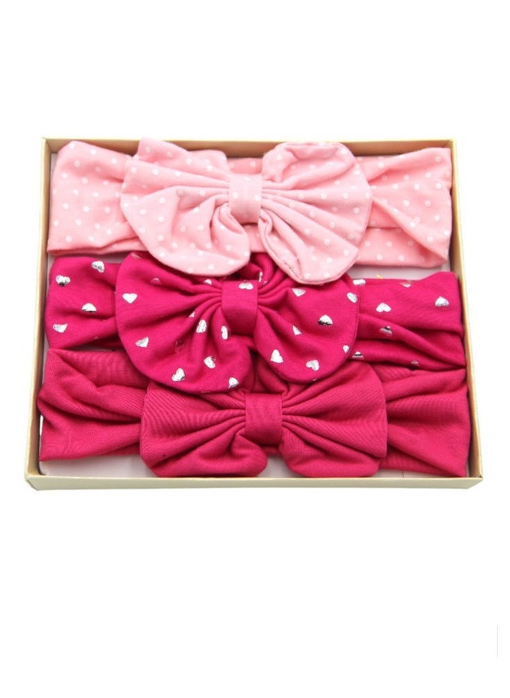 Bambimici - Olivia Box of 3 Headband Ribbon - Pink Heart & Polka