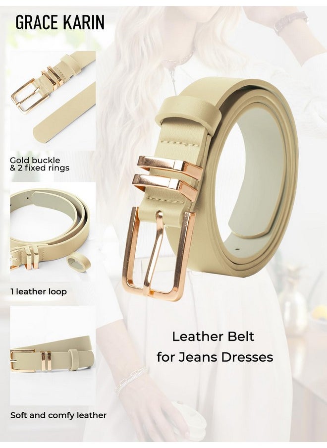 Women Waist Belt With Gold Belt 2024 Fashion Leather Belt For Work Bussiness Beige 2Xl