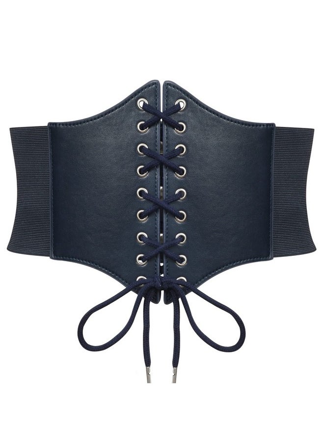 Corset Belt For Women Pirate Waist Belt For Dresses Wide Elastic Lace-Up Cinch Belt With Studded