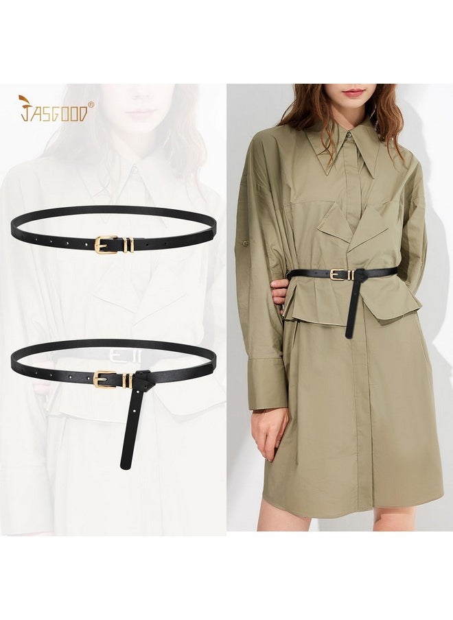 4 Pack Women Skinny Leather Belt Thin Waist Belt With Gold Buckle For Jeans Pants Dress