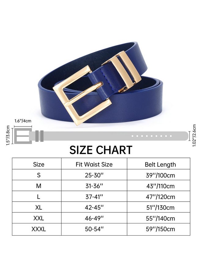 Women'S Leather Belt For Jeans Pants Dresses Fashion Ladies Belt Square Gold Buckle Waist Belt For Women,Beige,L