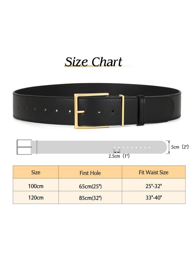 Women Wide Leather Waist Belts For Dresses Pants Fashion Leather Waistband For Women With Gold Buckle