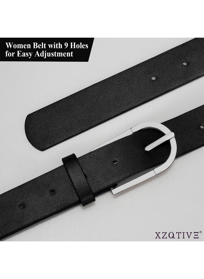 Women'S Belts For Jeans Pants, Black Brown Waist Belts For Ladies Dresses With Fashion Gold Silver Buckle Plus Size Belts, Black Silver Belt, 110Cm