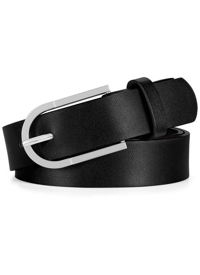 Women'S Belts For Jeans Pants, Black Brown Waist Belts For Ladies Dresses With Fashion Gold Silver Buckle Plus Size Belts, Black Silver Belt, 110Cm